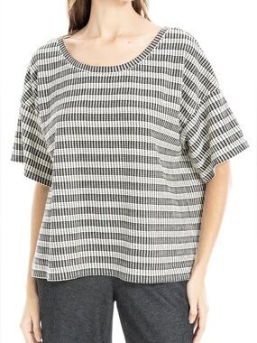 MAX STUDIO Flek Textured Striped Oversized Boxy Top size XL